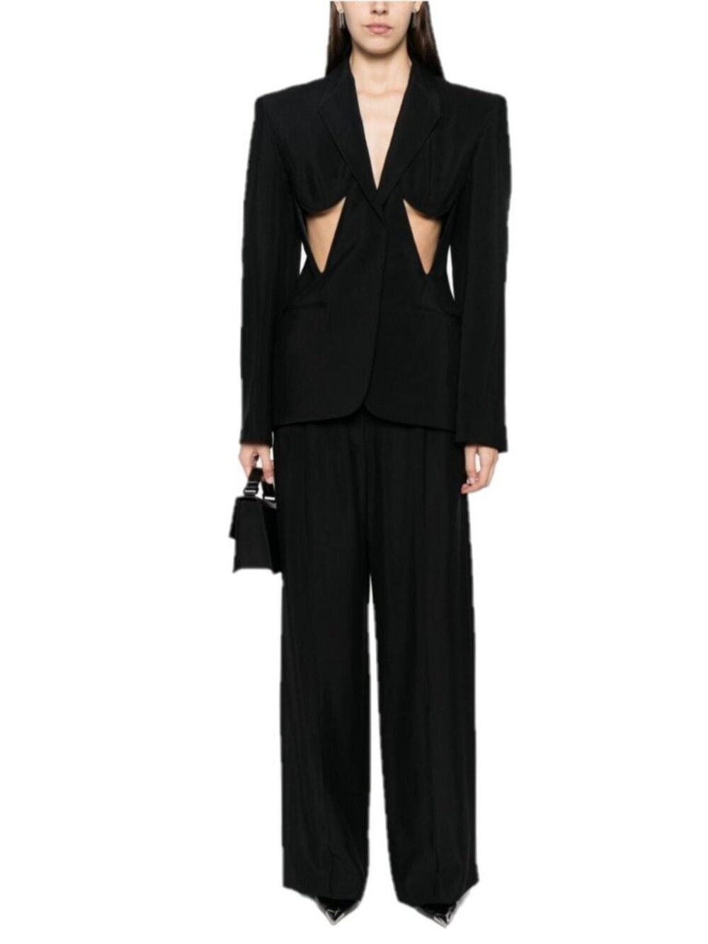 $2450 Authentic MUGLER Women's Cut Out Blazer Jacket in Black Size 42 / US 10 - Picture 5 of 6